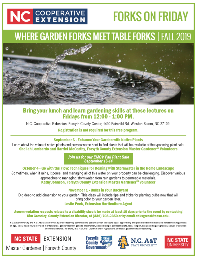 Forks on Friday Fall 2019 flyer
