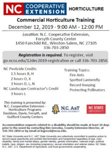 Commercial Horticulture Training Flyer, December 2019