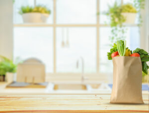groceries on kitchen counter