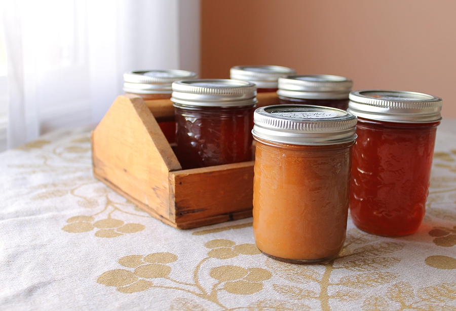 Jars of crab apple and apple butter