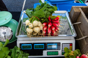 Vegetables being weighed