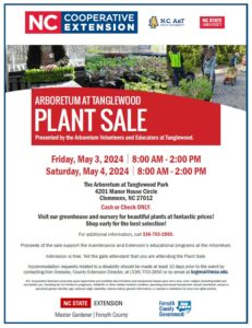 Cover photo for Spring 2024 Plant Sale at the Arboretum at Tanglewood Park