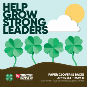 TSC logo with paper clovers and the words help grow strong leaders